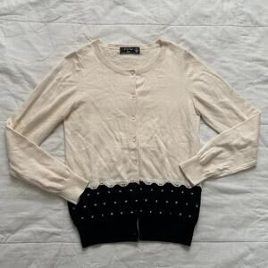 Franche Lippie Cream and black hem wool blend cardigan Size medium